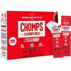 CHOMPS Original Beef Chomplings Snack Sticks - Gluten-free, No Added Harmones - Original Beef Jerky, Spicy - 0.50 oz - 24 / Pack