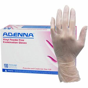 Adenna Vinyl Powder Free Exam Gloves - 4 mil Thickness x 9.40" Glove Length - X-Large Size - Polyvinyl Chloride (PVC) - Translucent - Latex-free, Comfortable, Non-sterile - Fo