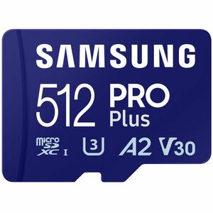 Samsung PRO Plus MB-MD512S 512 GB Class 10/UHS-I U3 V30 microSDXC - 180 MB/s Read - 130 MB/s Write - 10 Year Warranty