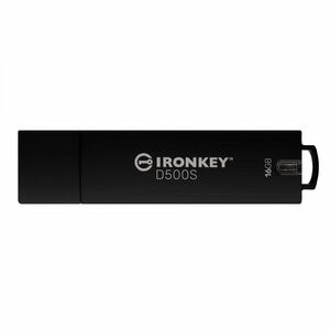 IronKey D500S 16 GB USB 3.2 Gen 1 Type A Rugged Flash Drive - XTS-AES, 256-bit AES - TAA Compliant - 260 MB/s Read Speed - 190 MB/s Write Speed