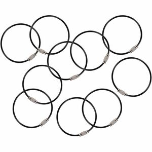 Ergodyne Arsenal 5719 Wire Cable Key Rings - Iron, Steel - Black - Durable, Corrosion Resistant, Twist Lock - 10 / Pack