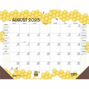 House of Doolittle Recycled Monthly Desk Pad Academic Calendar Honeycomb 22 x 17 Inches - Academic - Julian Dates - Monthly - 12 Month - August 2025 to July 2026 - 22" x 17" S
