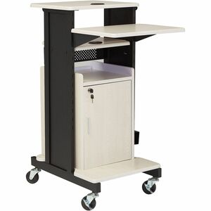 National Public Seating OklahomaSound PRC250 Presentation Cart - 6 Shelf - 4 Casters - 3" Caster Size - 18" Width x 30" Depth x 40.50" Height - Black Steel Frame - Ivory, Blac