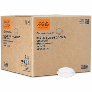 World Centric Compostable Clear Portion Cup Lids - Polylactic Acid (PLA) - Clear - 100 Lids/Pack - 20 / Carton