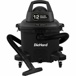 DieHard 12-Gallon 6 HP Pro Series Wet/Dry Vacuum - 12 gal - Squeegee, Hose, Wand, Filter, Crevice Tool, Pick-up Tool, Floor Tool - Wet Surface, Dry Surface - 35 ft Cable Lengt