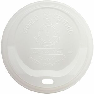 World Centric Compostable White Sip Lids - Round - Polylactic Acid (PLA), Plastic - White - 20 / Carton