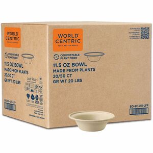 World Centric Compostable 11.5oz Fiber Bowl - Soup, Salad, Ice Cream - Disposable - Natural - Fiber, Bamboo Body - 1000 / Carton