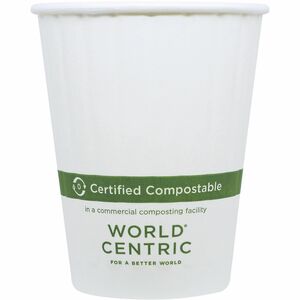 World Centric Double Wall Paper Hot Cups - 12 fl oz - Leak Proof Closure - White - Paper - Hot Drink, Coffee, Tea - 40 Cups/Pack - 25 / Carton