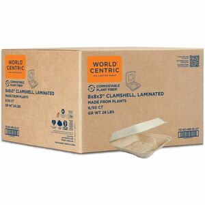 World Centric Compostable Fiber Hinged Container