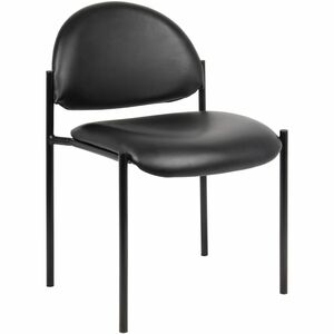 Lorell Reception Guest Chair - Vinyl Back Material - Tubular Steel Frame Material - Four-legged Base - Black - 1 Each