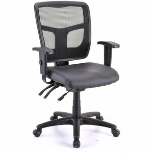 Lorell Executive Antimicrobial Mid-back Chair - Vinyl Seat Material - Black Frame Color - Mid Back - 5-star Base - Black - Armrest - 1 Each