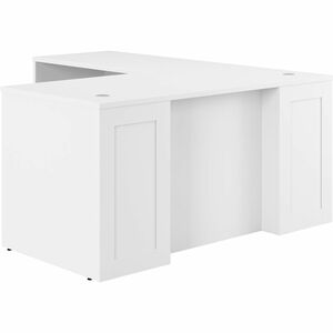 Bush Business Furniture Hampton Heights 60W x 30D Executive L-Shaped Desk - x 60" Width x 30" Depth Desk - Material: Steel, Metal, Plastic, Thermofused Laminate (TFL), Wood, L