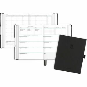 At-A-Glance Foundation FD-200-05 Planner - Small - Weekly, Monthly - 1 Week, 1 Month Double Page Layout - 5 3/4" x 8 1/4" Sheet Size - White Sheet - Case Bound - Black - Faux