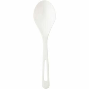 World Centric 6" TPLA Soup Spoons - Soup Spoon - Spoon - Food, Breakroom - Dishwasher Safe - Talc-filled Polylactic Acid (TPLA), Polylactic Acid (PLA) - Natural - 2 / Carton