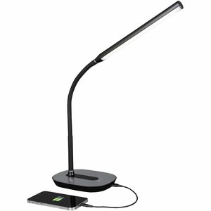 OttLite Strive LED Desk Lamp - LED Bulb - Flexible Neck, ClearSun LED, Touch-activated, Adjustable Brightness, USB Charging, Adjustable Height - Desk Mountable - Black - for T