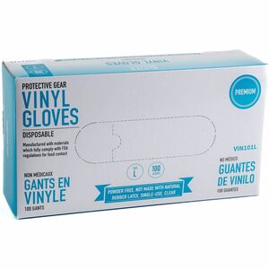 BLUZEN Powder-Free Vinyl Gloves - 3 mil Thickness - Large Size - Vinyl - Clear - Comfortable - 100/Box - 10 / Carton