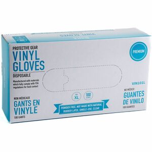 BLUZEN Powder-Free Vinyl Gloves - 4 mil Thickness - X-Large Size - Vinyl - Clear - Comfortable - 100/Box - 10 / Carton