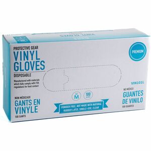 BLUZEN Powder-Free Vinyl Gloves - 3 mil Thickness - Medium Size - Vinyl - Clear - Comfortable - 100/Box - 10 / Carton