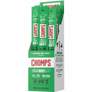 CHOMPS Jalapeno Beef Snack Sticks - Gluten-free, No MSG, Preservative-free, Dairy-free, Low Sodium, Low Fat - Jalapeno, Beef - 1.15 oz - 24 / Pack