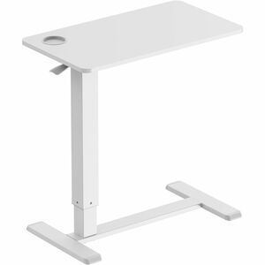 Kantek Mobile Pneumatic-Lift Side Desk/Table - Laminated Top - 15 lb Capacity - Height Adjustable - 28" Table Top Width x 15.70" Table Top Depth - Assembly Required - White -