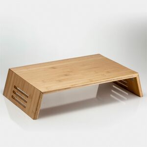 Officemate Bamboo Monitor Stand - 4.25" Height x 11.20" Depth - Bamboo - Natural Wood Grain - For Monitor - Storage Space, Durable, Long Lasting