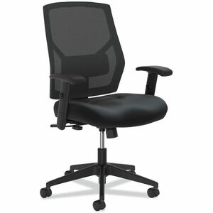 HON Crio High-Back Task Chair, Supports Up to 250 lb, 18" to 22" Seat Height, Black - Black Seat Color - Bonded Leather Seat Material - Black Back Color - Mesh Back Material -