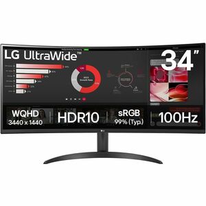 LG Ultrawide 34WR50QK-B 34inch Class UWQHD Curved Screen LCD Monitor - 21:9 - Black