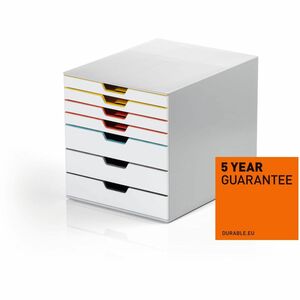 DURABLE Varicolor 7 Mix, Gray/Multicolor - 7 Drawer(s) - 11" Height x 11.50" Width x 14" Depth - Stackable - Removable Drawer, Plastic Feet, Anti-slip, Pull-out Drawer, Non-sl