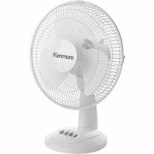 Kenmore 12" Desk Fan - 3 Speed - Oscillating, Air Circulation - White