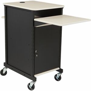 National Public Seating OklahomaSound PRC400 Jumbo Presentation Cart - 4" Caster Size - 21" Width x 33" Depth x 40" Height - Black Steel Frame - Ivory, Black - 1 Each