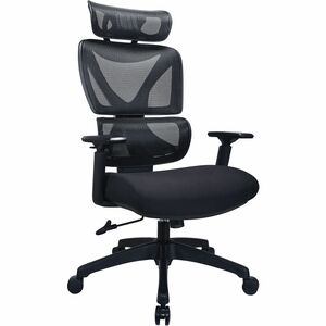 Lorell Xavier Mesh High-Back Chair with Articulating Lumbar - Foam, Fabric Seat Material - Mesh Back Material - High Back - 5-star Base - Black - Armrest - 1 Each
