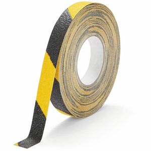 DURABLE Floor marking tape DURALINE GRIP+ 25mm color - 16.40 yd Length x 0.98" Width x 27.6 mil Thickness - Black, Yellow - Aluminum, Plastic - Abrasion Resistant, Slip Resist