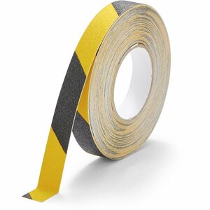 DURABLE Floor Marking Tape DURALINE GRIP 25mm color - 16.40 yd Length x 0.98" Width x 27.6 mil Thickness - Yellow, Black - Aluminum, Plastic - Abrasion Resistant, Slip Resista