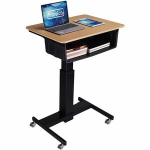 Rocelco Sit-to-Stand School Desk - 20 lb Load Capacity - 41" Height x 28" Width x 20" Depth - Desk - Wood Grain - Brown - For School, Monitor, Notebook, Student, Storage, Clas