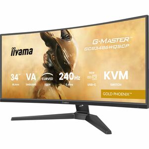 iiyama Gold Phoenix G-MASTER GCB3486WQSCP-B1 34inch Class UWQHD Curved Screen Gaming LED Monitor - 21:9 - Black - 86.4 cm 34inch Viewable - Vertical Alignment VA - LED