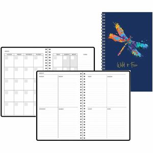 House of Doolittle Recycled Non-Dated Wild and Free Planner - Undated - 1 Month, 1 Week Double Page Layout - 7" x 11" Sheet Size - Wire Bound - Multi - Paper - Synthetic Paper