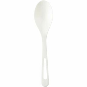 World Centric Compostable White Utensil Refill Sleeve - 1000 Piece(s) - Spoon - Spoon - Breakroom, Cafeteria, Food - Talc-filled Polylactic Acid (TPLA) - Light Beige, White -