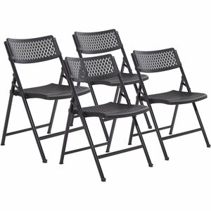 National Public Seating Distinct AirFlex Folding Chairs - Polypropylene Seat Material - Polypropylene Back Material - Steel Frame Material - Square Leg Base - Black - 4 / Cart