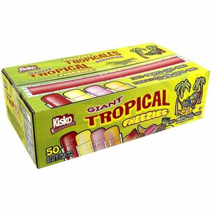 Green Rabbit Kisko Giant Tropical Freezies - Fruit Punch, Guava, Mango, Pineapple - 50 / Carton