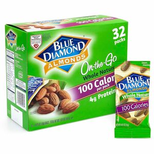 Green Rabbit Blue Diamond Whole Almonds - Low Calorie - Almond - 0.63 oz - 32 / Carton