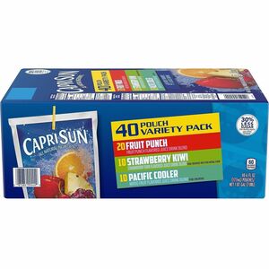 Green Rabbit Capri Sun Variety Pack - Fruit Punch, Strawberry Kiwi, Pacific Cooler - 40 / Carton
