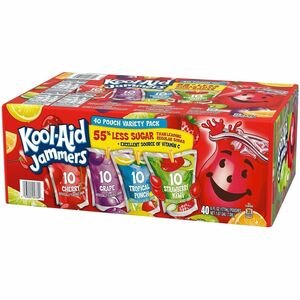 Green Rabbit Kool-Aid Jammers Variety Pack - Cherry, Grape, Strawberry Kiwi, Trop Punch - 40 / Carton