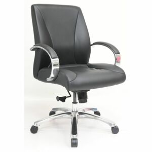 Lorell Pike Mid-Back Executive Chair - Mid Back - Black - Polyurethane - Armrest - 1 Each