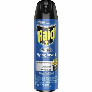 Raid Flying Insect Spray - Spray - Kills Flies, Mosquitoes, Gnats, Hornet, Moths, Fruit Fly, Wasp, Yellow Jacket, Boxelder Bug, Asian Ladybeetle - 15 fl oz - Off White - 1 Eac