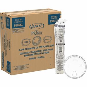 Dart Strawless Cup Lids - Round - 4" Diameter - Polyethylene Terephthalate (PET) - Clear - 100 Lids/Pack - 10 / Carton