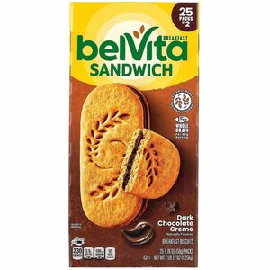 belVita Breakfast Sandwiches - Individually Wrapped - Dark Chocolate Creme - 1.76 oz - 25/Bag - 1 Carton