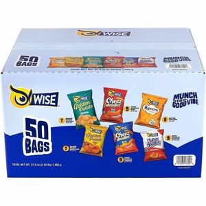 Wise Wise Grab-and-Snack Variety Pack - Individually Wrapped - Assorted - 50/Box - 1 Carton