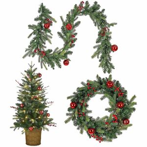 National Tree Wreath & Garland Set - Green - Christmas Theme