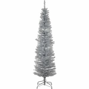 National Tree Tinsel Christmas Tree - Silver - Christmas Theme - Vertical