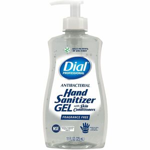 Dial Professional Hand Sanitizer Gel - Fragrance-free Scent - 11 fl oz - Pump Dispenser - Bacteria Remover - Hand - Moisturizing - Clear - Dye-free - 12 / Carton